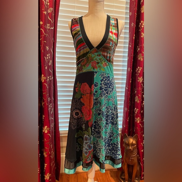 Desigual Dresses & Skirts - Vintage Desigual Multi-Color Pattern Dress w/ Embroidery. Size M